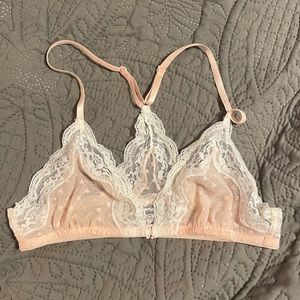 Pink and White lace bralette
